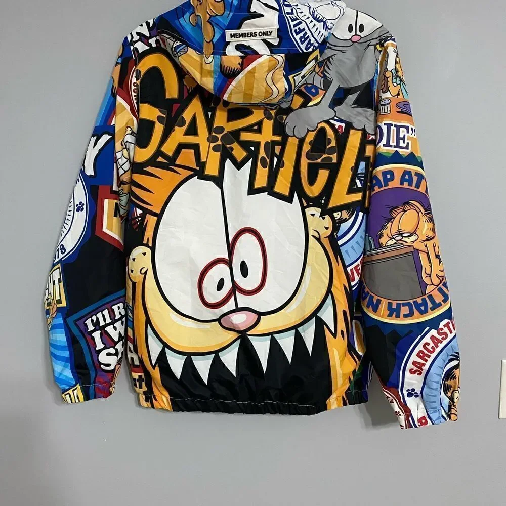 Members Only Garfield Windbreaker Oversized Jacket Women Size S